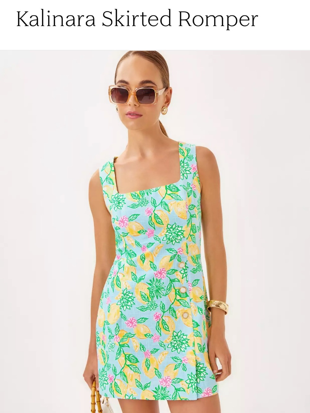 Lilly Pulitzer Mint Floral Square-Neck Mini Dress